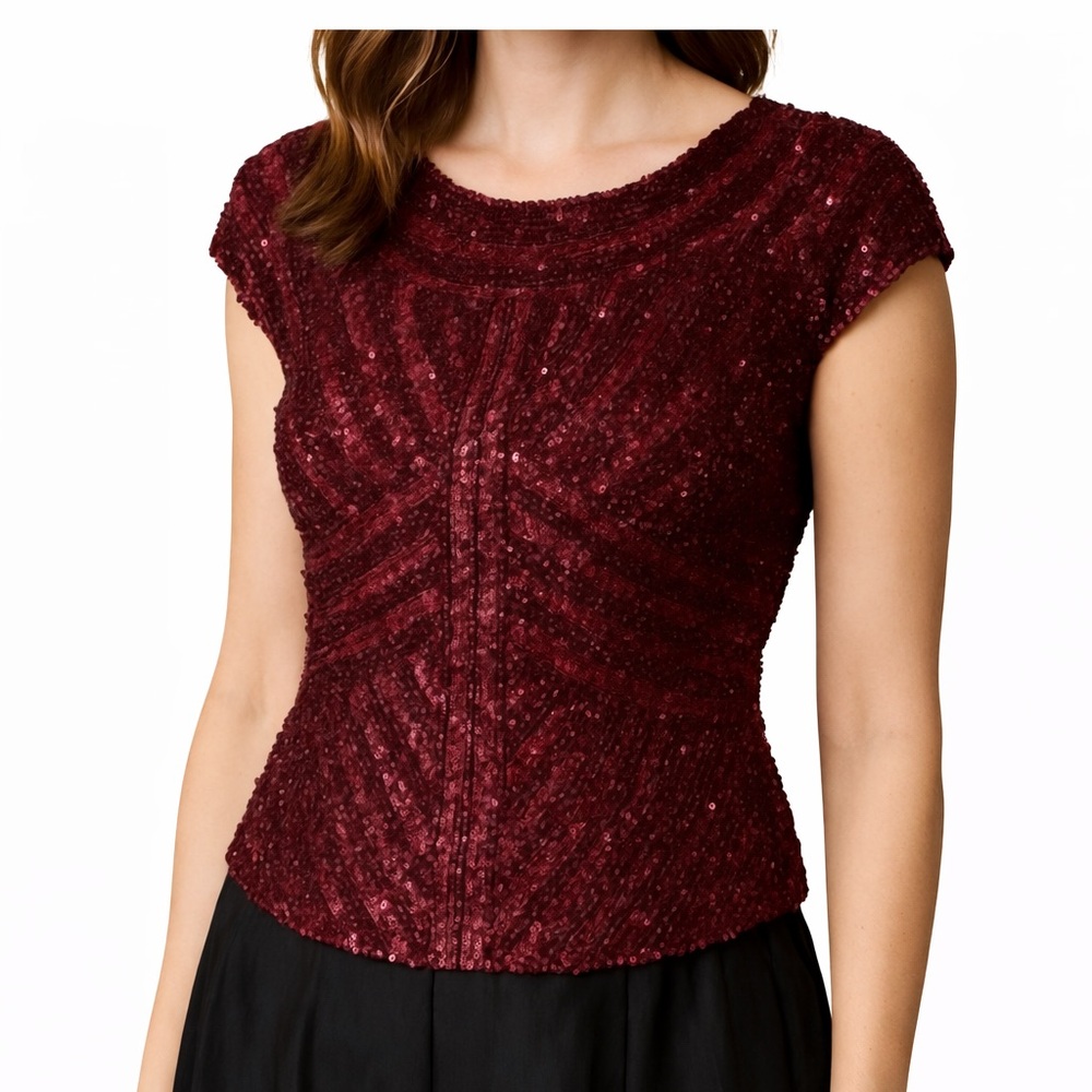 Theia Burgundy Sequin Top